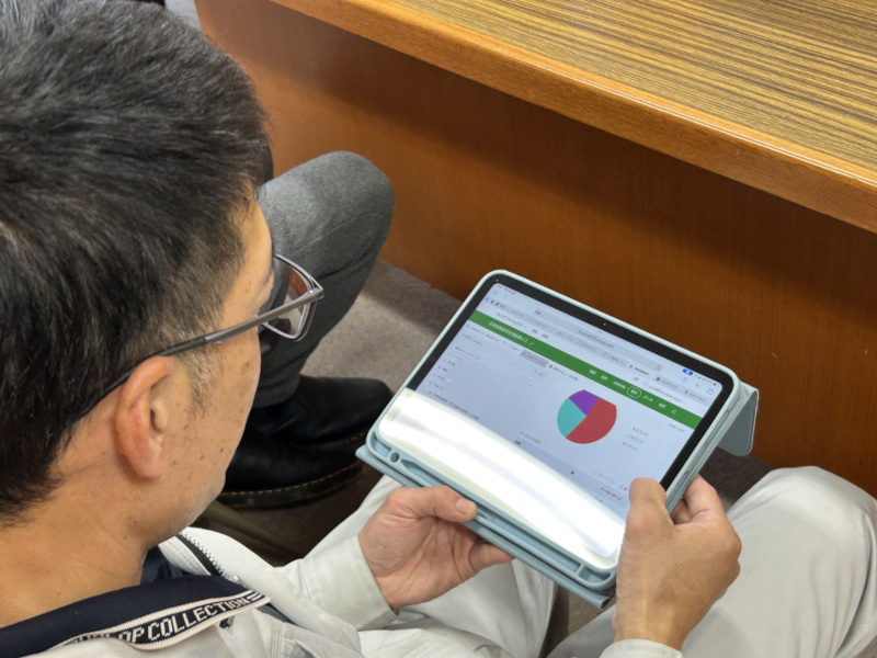 Reviewing disaster data on a tablet