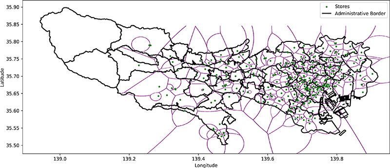 MW-Voronoi diagram for affiliated stores