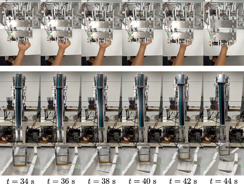 Experiments using a master-follower system (conventional curved section)