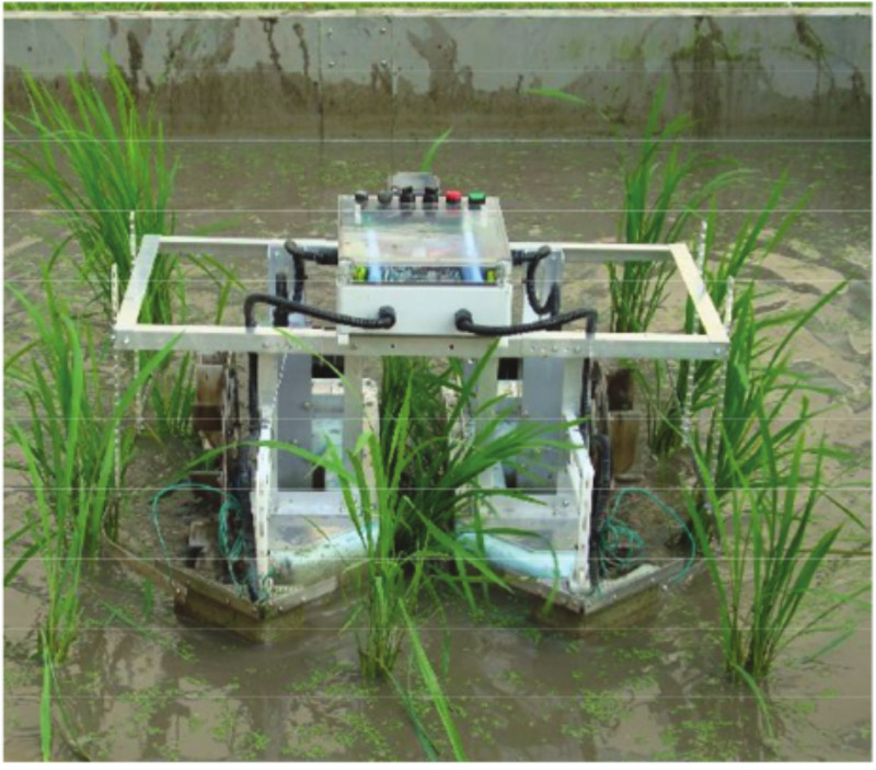 Two-wheeled weeding robot for paddy fields