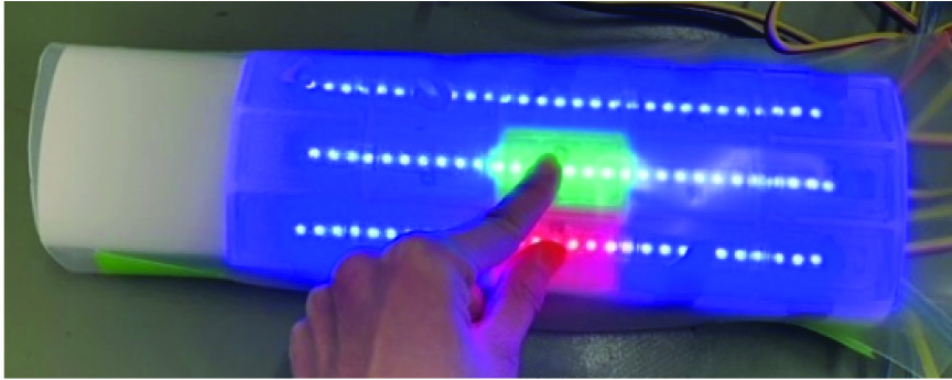 Example of force color indication using rubber sensors and LEDs