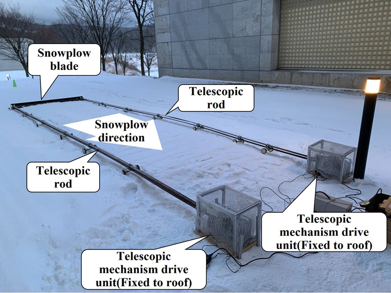 Telescopic roof snow removal robot