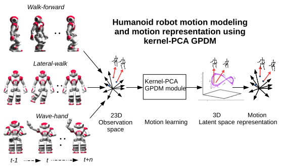 Three types of humanoid robot motion models are studied. Using kernel-PCA GPDM