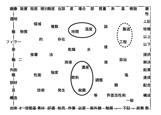 SOM visualization of technical term connections