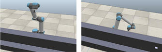 The initial positions P1 and P2 of two different mechanical arms are selected