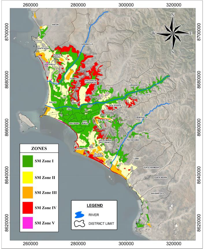 Microzonation map in Lima and Callao