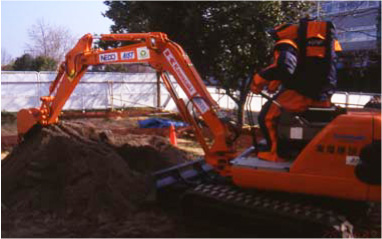 A humanoid robot riding an excavator