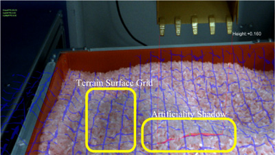 Superimposed terrain model in operator's view image