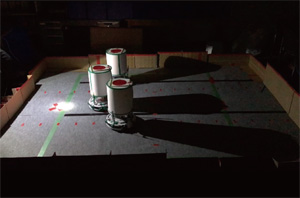 Swarming chloroplastic robots around light source