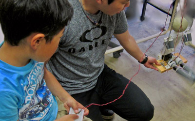 View of training session using proposed swing-assist device