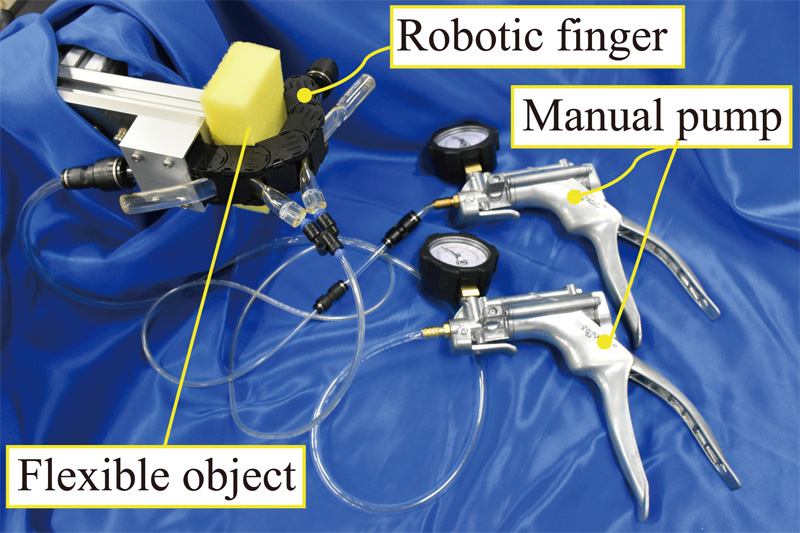 Disposable Robotic Finger Driven Pneumatically by Flat Tubes and a Hollow Link Mechanism