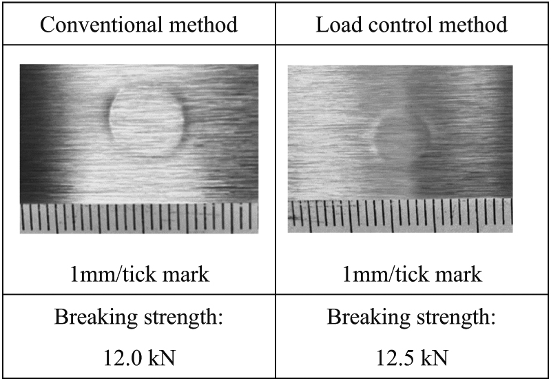 Comparison of appearance of weld zone