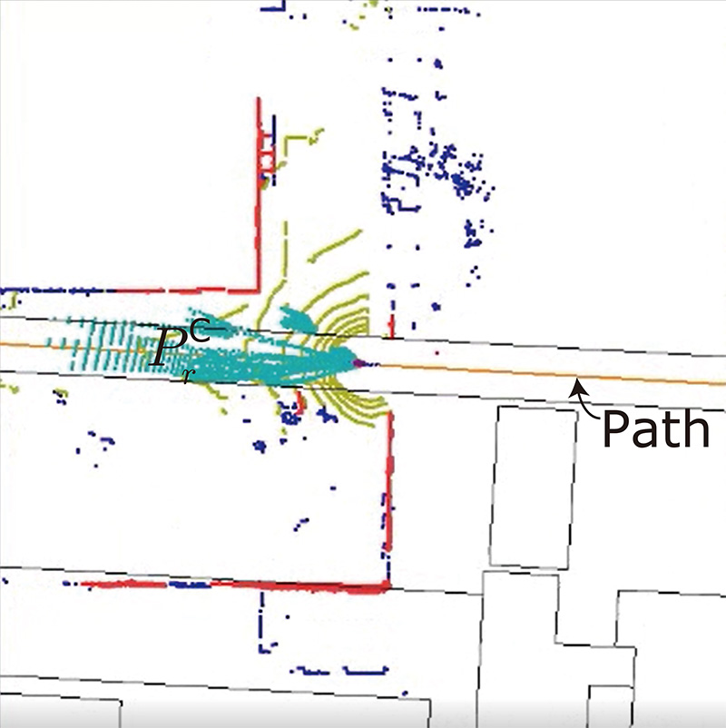 Top view of point clouds in map for localization