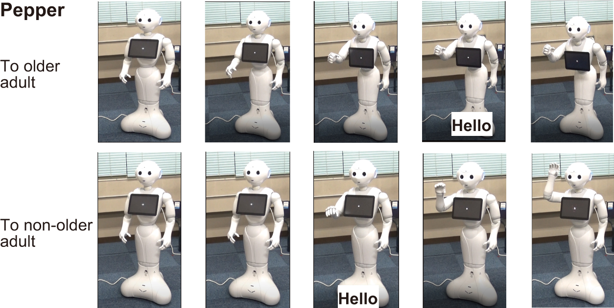 Robot greeting motion to gain attention