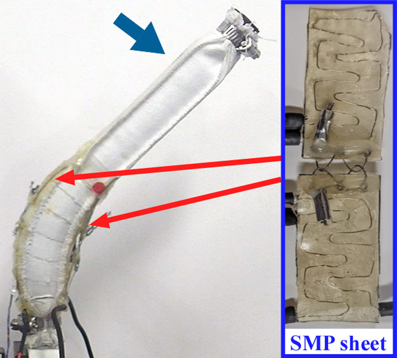 Pneumatic actuator using segmented SMP sheets