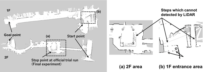 Map with virtual obstacle data for navigation