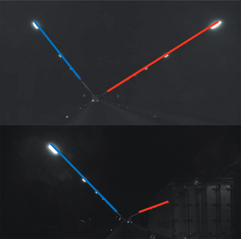 Results of lighting recognition in the tunnel