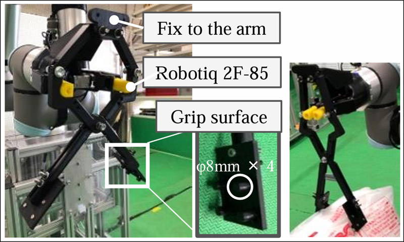 Self-weighted robotic forceps gripper for waste