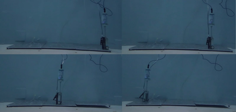 Experiment of Tumbler-1 measuring thickness of aluminum plate underwater